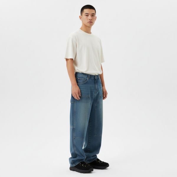 ダブルニーデニムパンツ インディゴ