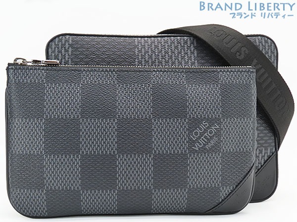 超美品ルイヴィトンダミエグラフィット3Dトリオメッセンジャーバッグ斜め掛けショルダーバッグクラッチバッグブラックN50017