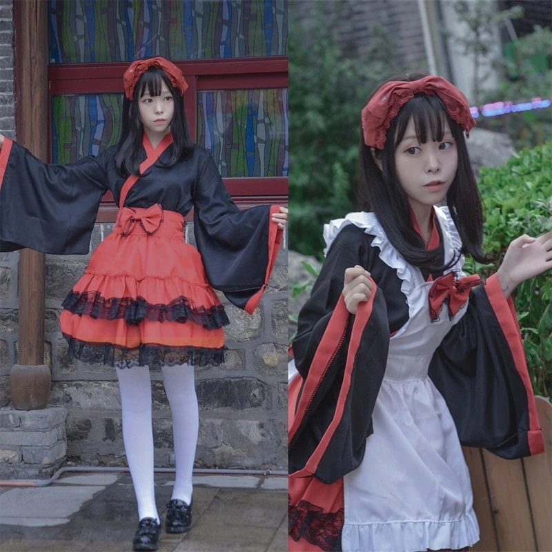 送 料 無 料着物振袖メイド服巫女装コスプレ女装ロリータコスプレ和风舞