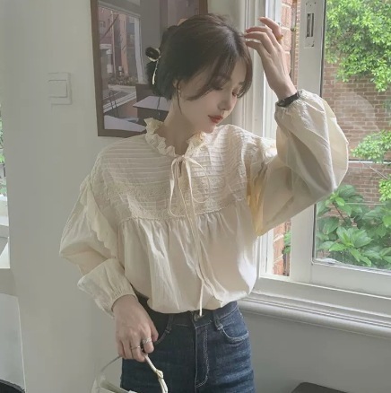 トップス シャツ ブラウス レギュラー丈 袖あり 長袖 ハイネック スタンドカラー シフォン 透け感 シースルー ポリエステル かわいい 大人可愛い シンプル カジュアル 大人 上品 おしゃれ