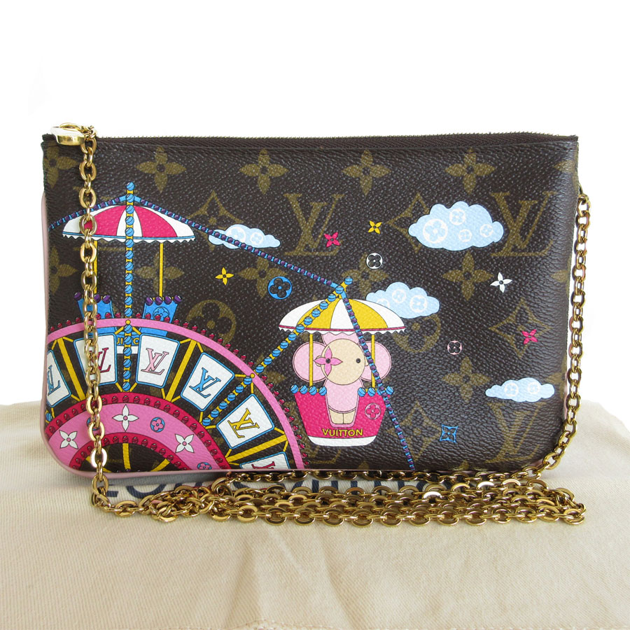 ルイ ヴィトン LOUIS VUITTON 斜め掛けショルダーバッグ モノグラム ヴィヴィエンヌ ポシェット ドゥーブルジップ モノグラムキャンバス ブラウン/マルチカラー レディース M69744