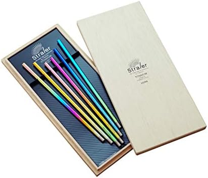 HORIE（ホリエ）日本製 純チタン製ストロー×マドラー Titanium Straler チタンストラー6本セット ギフト用桐箱入り TSTGC6P