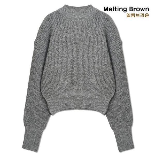 レディースルーズフィットセーターモックネックニットPP25