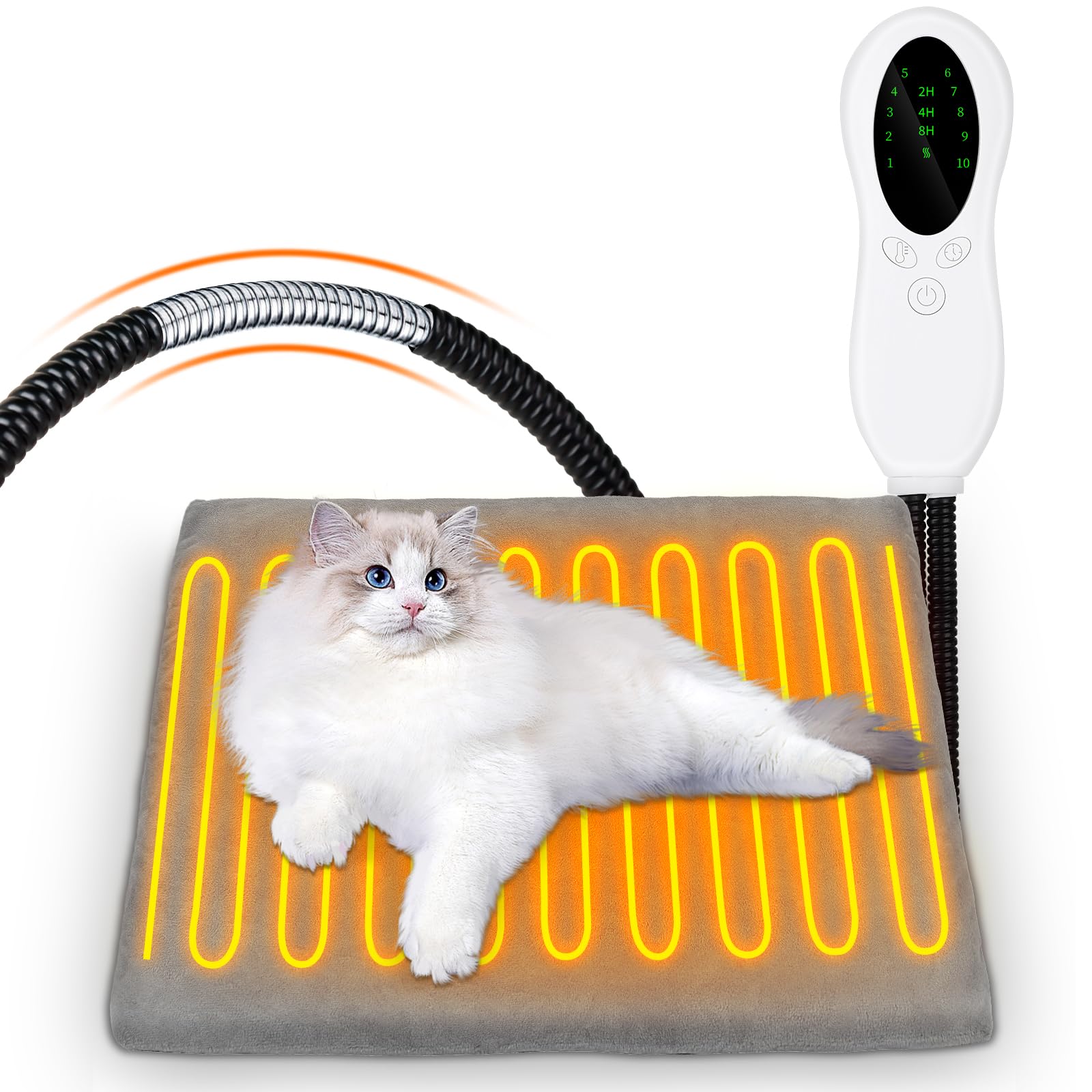 YOIIYO ペットホットカーペット 猫 犬 ペット用ヒーター 10段階温度調節 3段階タイマー機能 噛み癖対策 ホットマット ヒーターマット 加熱パッド 過熱保護 防水難燃性 加熱マット 秋 冬 寒