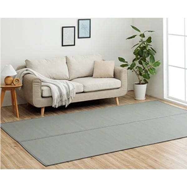 洗える ござ 日本製 国産 カーペット リバーシブル ラグ 敷物 ペット グレー 江戸間6畳（約261x352cm）