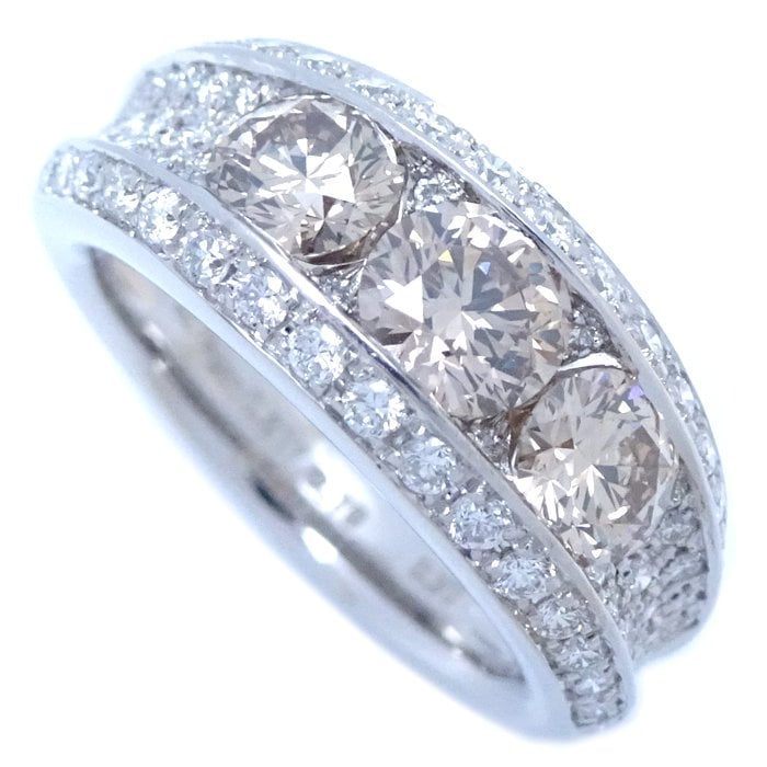 ダイヤモンド リング 指輪 ブラウンダイヤモンド0.517ct/0.76ct/0.50ct 13号 Pt900プラチナ/292391【中古】
