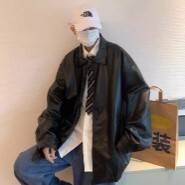 ジャケット 長袖 ボリューム袖 襟付き 角襟 ワイド ポケット 前開き レザー フェイクレザー シンプル カジュアル おしゃれ かっこいい ラフ メンズライク ボーイッシュ 個性的 クール モード系 5,295円