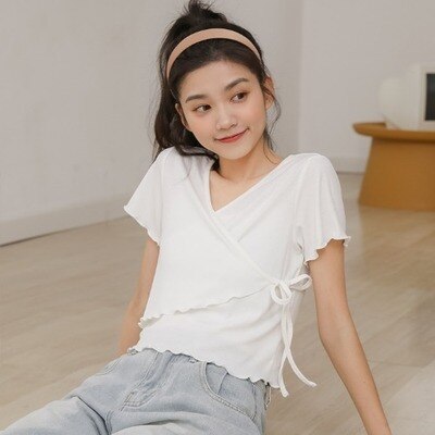 カットソー レディース 半袖 Vネック ウェーブ 個性的 シンプル かわいい 大人可愛い きれいめ カジュアル おしゃれ 無地 夏 ママ 学生 お出かけ ホワイト アプリコット ブラック トップス