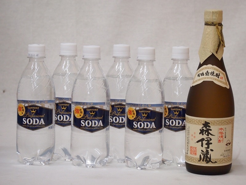 家のみ本格酎ハイ7本セット(サントリーソーダ 強炭酸水ペット 芋焼酎 森伊蔵(鹿児島県)) 490m