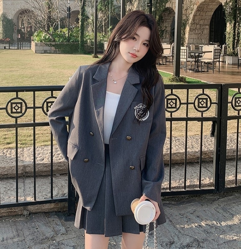 セットアップ ジャケット ミニスカート プリーツスカート ショート丈 フォールスーツ ブレザー レディース 2点セット 上下セット 大人可愛い おしゃれ 大人女子 フォーマル 春 秋 冬 入学式