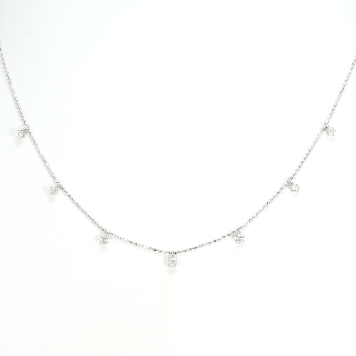 K18 18金 WG ホワイトゴールド ネックレス ダイヤモンド 0.30ct 総重量約1.6g 約40cm 中古