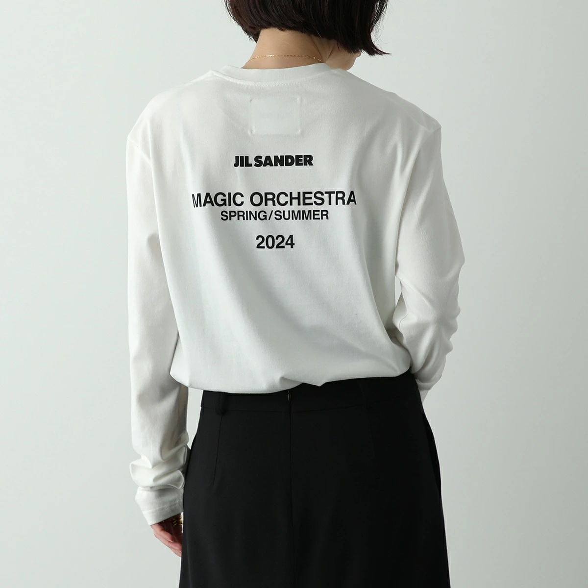 JIL SANDER ジルサンダー Tシャツ J22GC0172 J46219 レディース 長袖 カットソー ロンT ロゴT コットン クルーネック 104/COCONUT