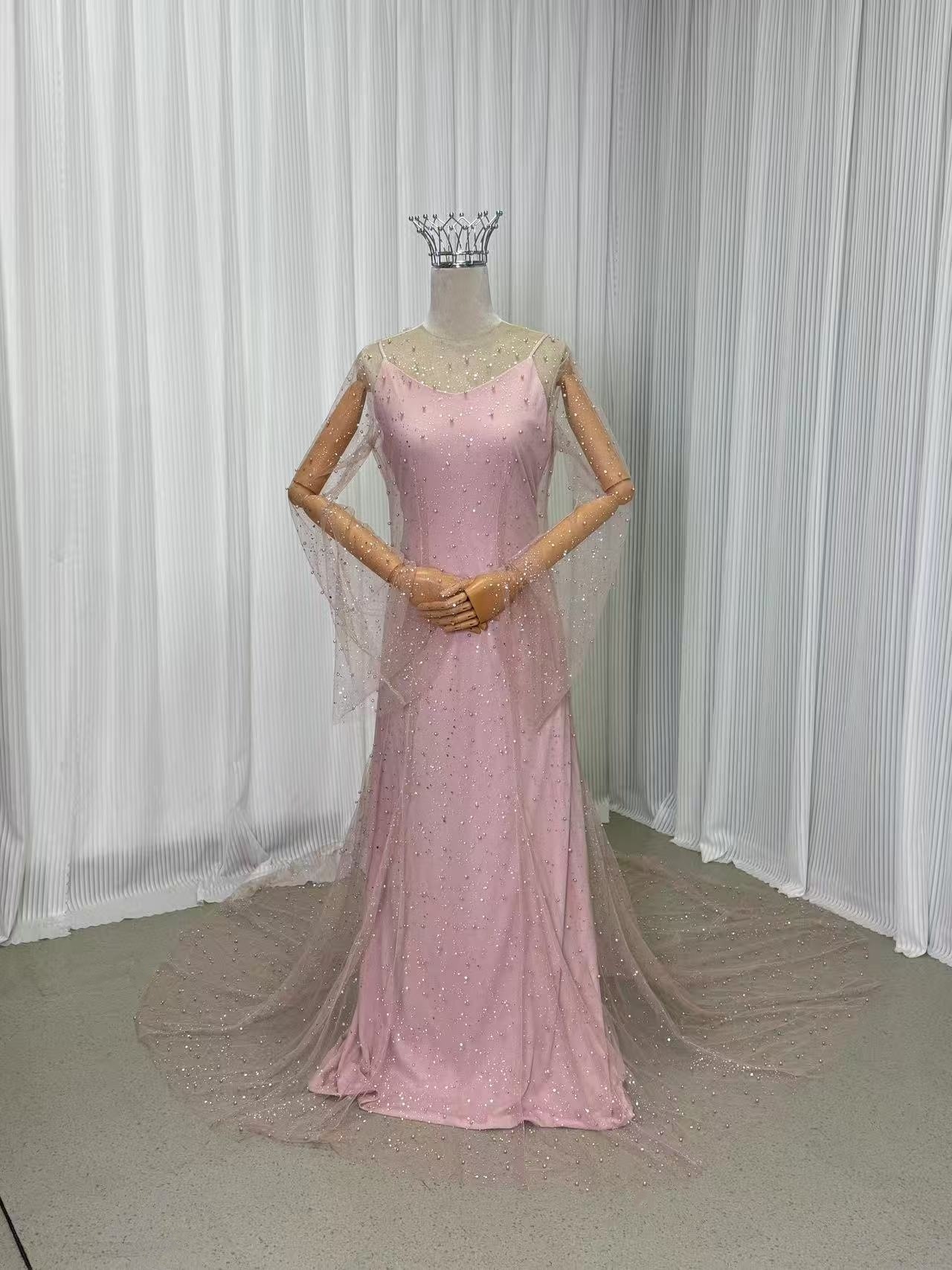 パーティードレス ピンク キャミソール+オーバードレス パール キラキラチュール くるみボタン 前撮り