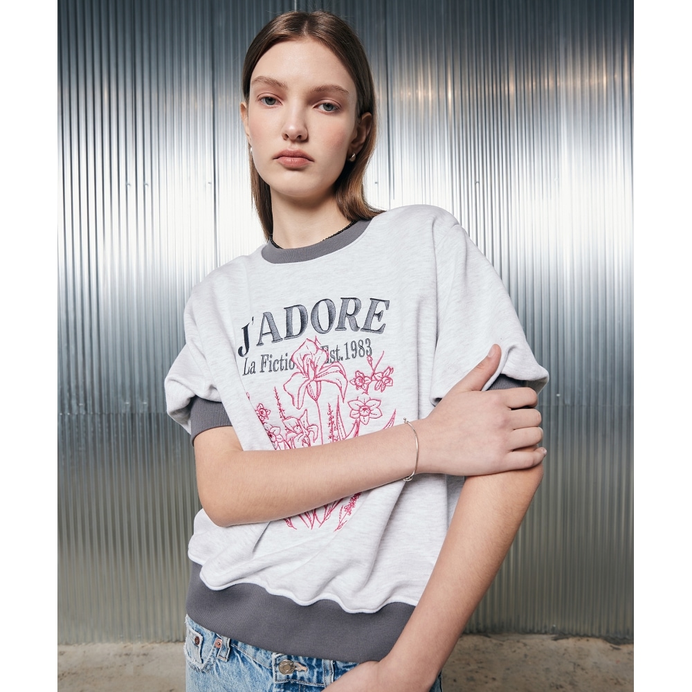 LARTIGENT L2 フラワースウェットシャツ(グレー)