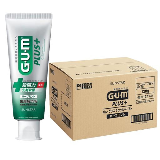 GUM(ガム)プラス【医薬部外品】 デンタルペースト 薬用ハミガキ [ハーブミント] 120g×48個