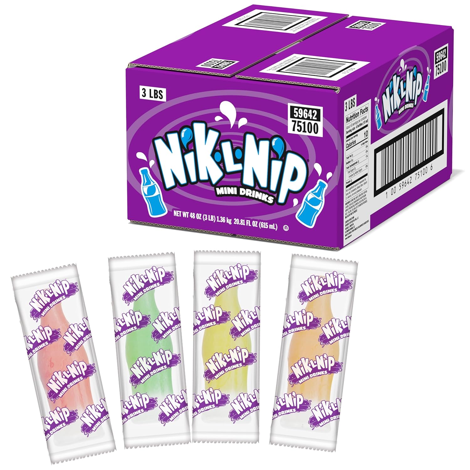 Tootsie Roll Nik-L-Nip Candy Wax Bottles 3 Pound Box