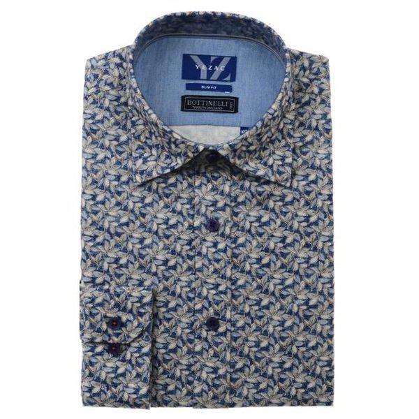 YJEFUA721_イタリア輸入コットンフラワープリント スリム長袖