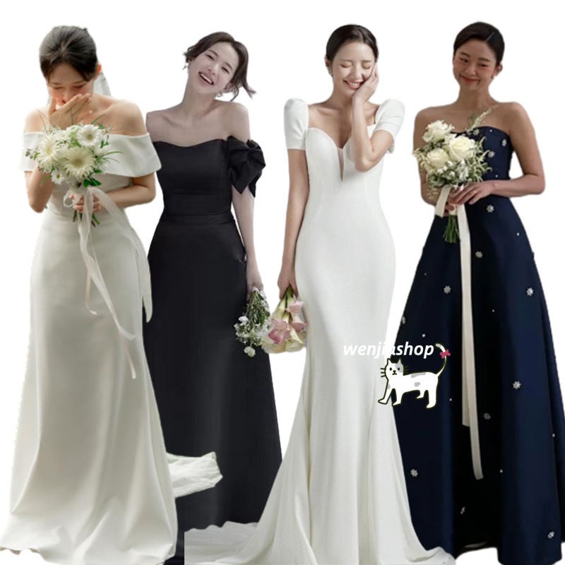 ウェディングドレス 黒 白 結婚式 パーティドレス 韓国風ワンピース 前撮り ブライズメイド 花嫁ロングドレス パーティー ゲストドレス コンサート 二次会 演奏会 発表会 卒業式 ブライダル 誕生日