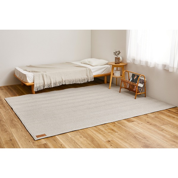 ラグマット 絨毯 約230x330cm グレー 洗える ヘリンボンラグ 滑り止め付 ホットカーペット 床暖房可 オールシーズン リビング