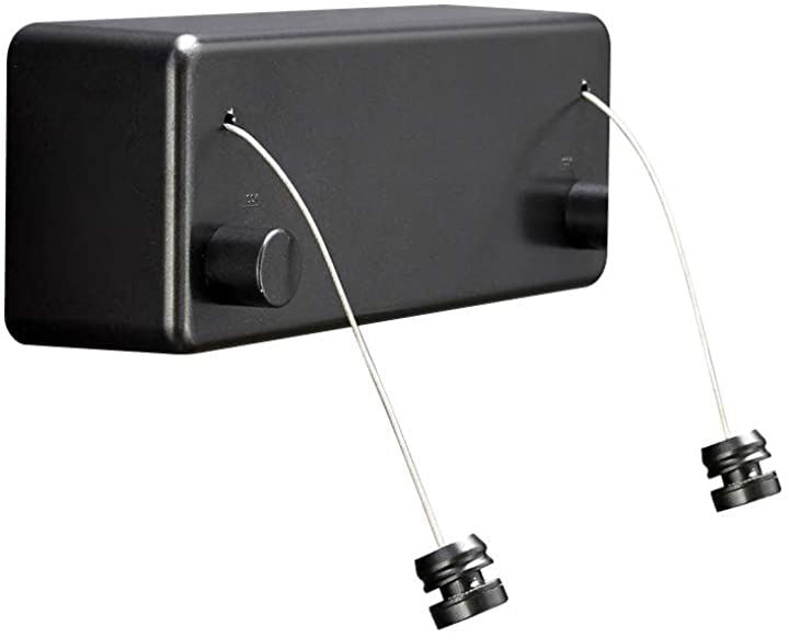 室内物干し 耐荷重30kg 壁掛け 物干しワイヤー ダブルロープ 全長4.2M 自由伸縮可能 スローリカバリー 隠し物干し用ロープ(ブラック, ダブルワイヤー （耐荷重30KG ）)