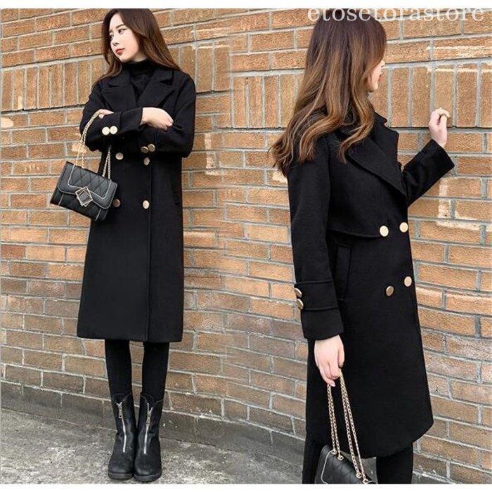 超人気 チェスターコート ロング丈 レディース 秋 冬 ラシャ コート アウター 黒 ウール混コート ロングコート 着痩せ お洒落 上品 大人 体型カバー 通勤 OL