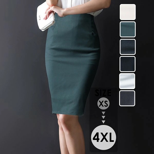 期間限定 タイトスカート スリット入り ストレッチ スカート レディース フォーマル 膝丈 ボトムス 大きいサイズ オフィス 事務服 スカート 夏 タイトスカート シワになりにくい 黒 洗える 単品 4,996円