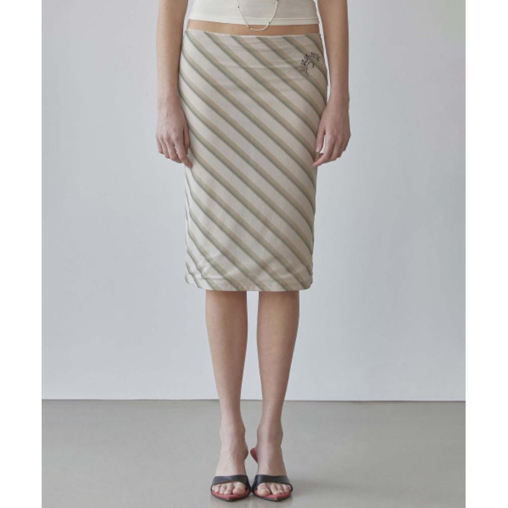 スカルプター Mesh Stripe Midi Skirt Butter SC25S423YE