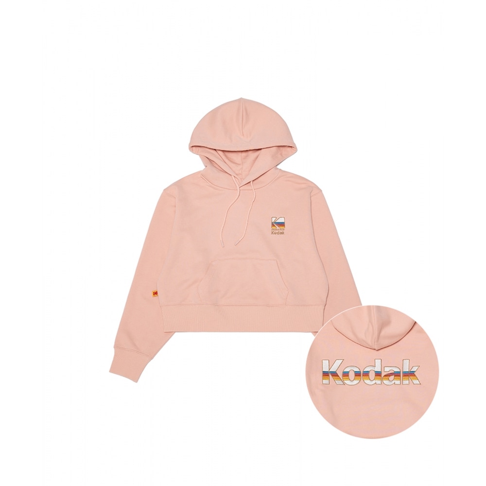 コダックレインボービッグロゴパーカー Tシャツ女性ピンク
