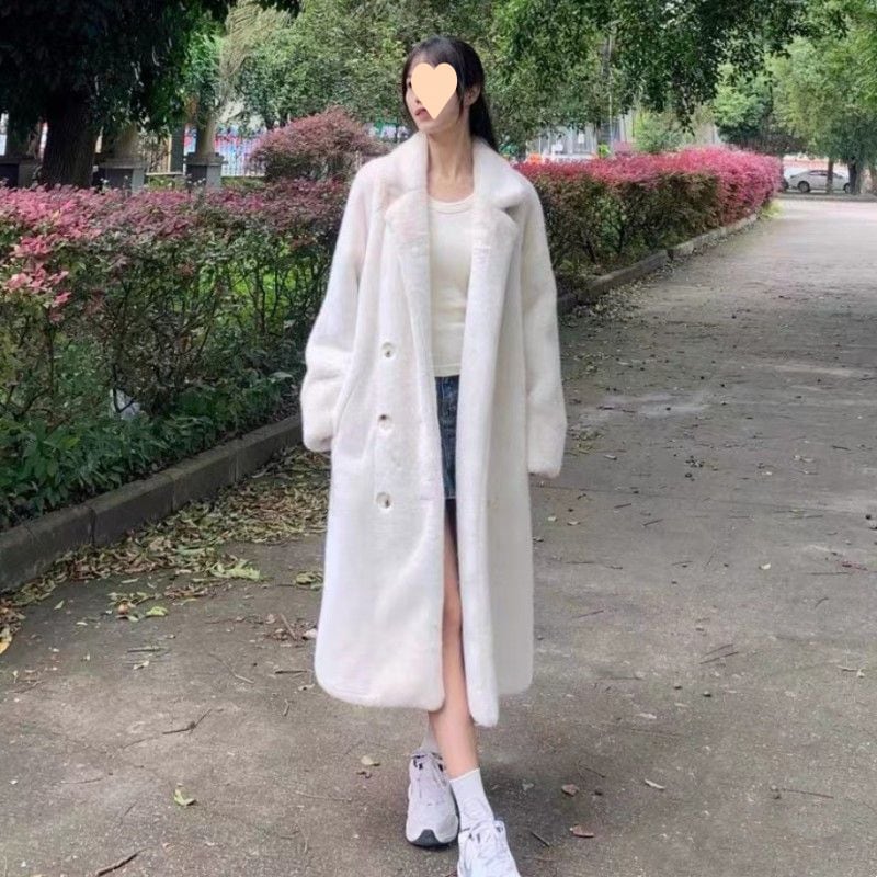 メイラード秋と冬の新しいワンピース肥厚コートロング模造ミンクファー環境に優しい女性のための毛皮のコート