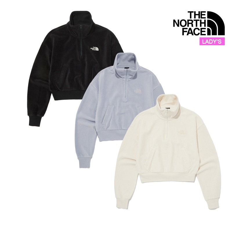 レディース スイフト ベロア ハーフジップ NM5MQ82 女性 クロップド ロンT 長袖 ニット スウェット セーター トレーナー カットソー トップス 楽チン ゆったり オーバーサイズ