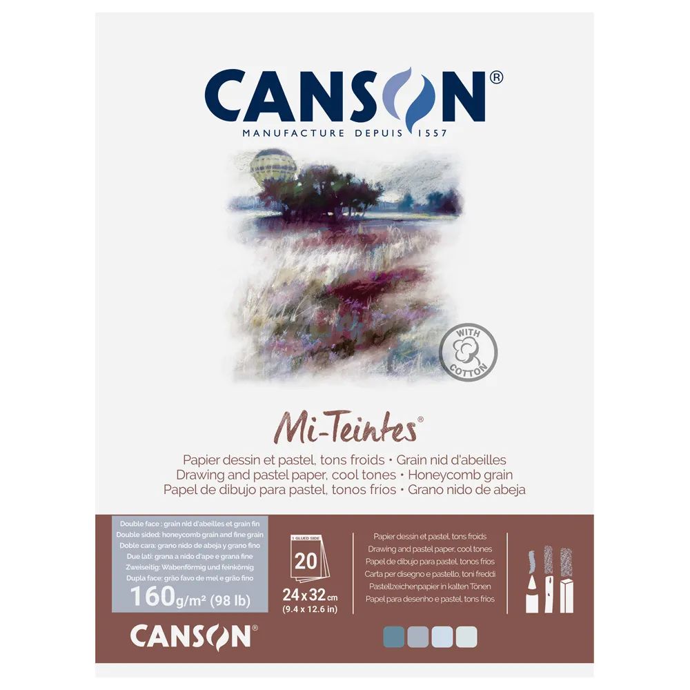 （まとめ買い）色画用紙 キャンソン ミタント パッド 24x32cm F4サイズ クールトーン 4色アソート 20枚 T4C C31032P005 [x3]