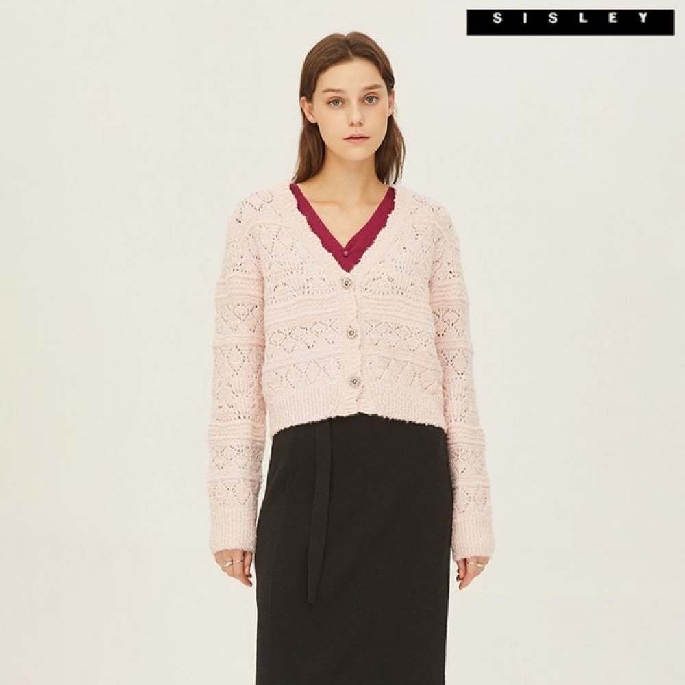 (シスレー) シスレーモヘアブークルスカッシュニットカーディガン SAKC33261_PK