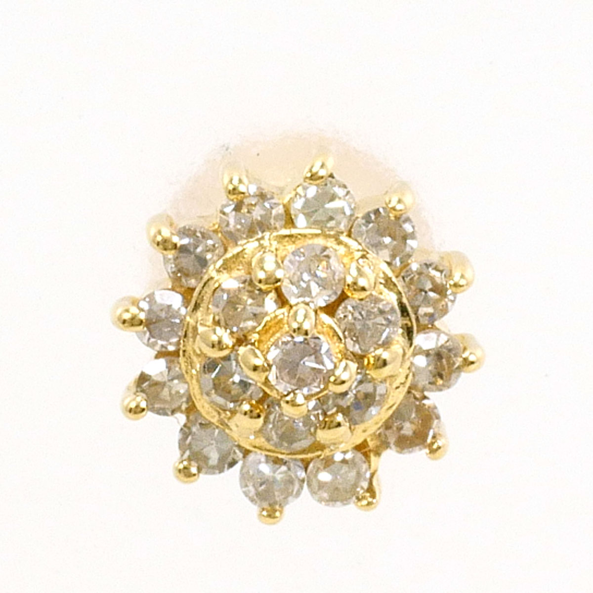 K18 18金 YG イエローゴールド ピアス(片耳) ダイヤモンド 0.11ct 総重量約0.3g レディース 中古