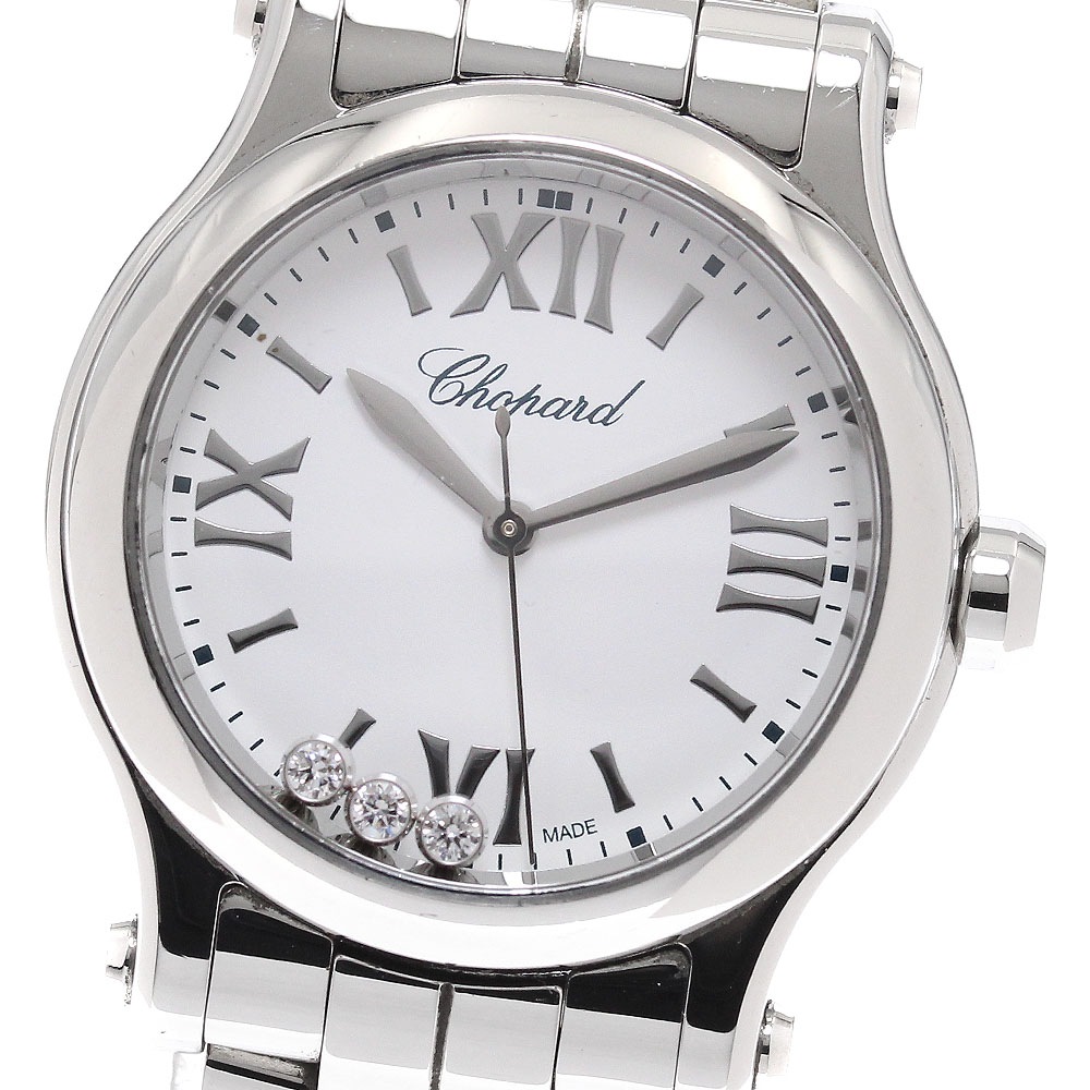 ショパール Chopard 8590 ハッピースポーツ 3Pダイヤ クォーツ レディース 箱付き_940231【中古】