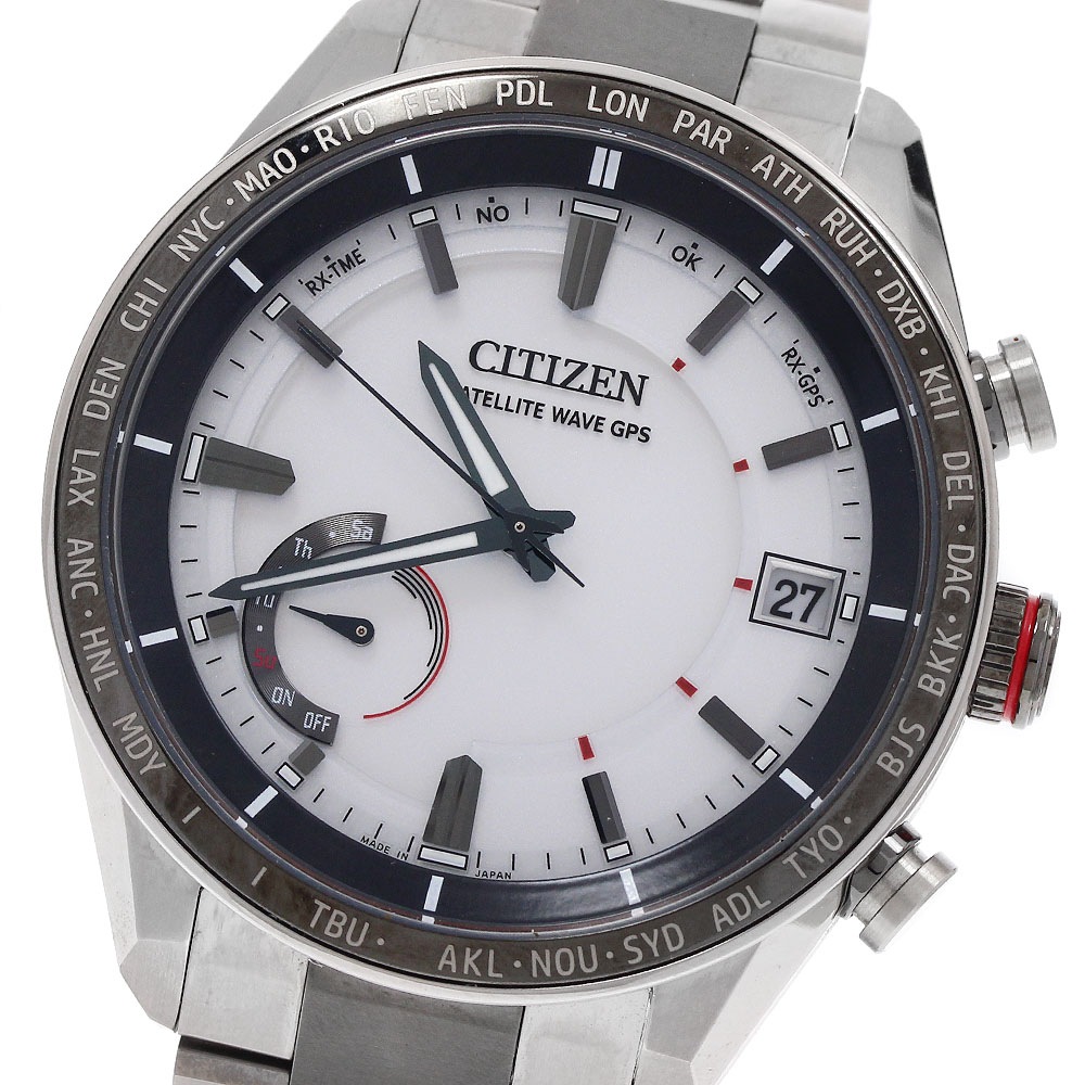 シチズン CITIZEN CC3085-51A/F150-T025811 アテッサ エコドライブ デイト ソーラー電波 メンズ 美品 箱・保証書付き_939512【中古】