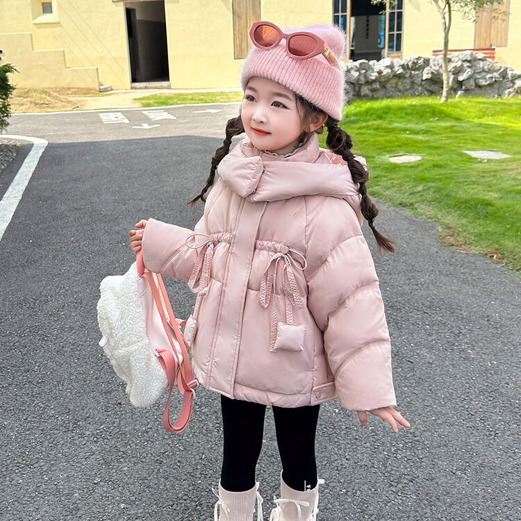 女の子ホワイトダックダウンジャケット 2024 新スタイル子供の厚く暖かいジャケットガールベビー冬トップ