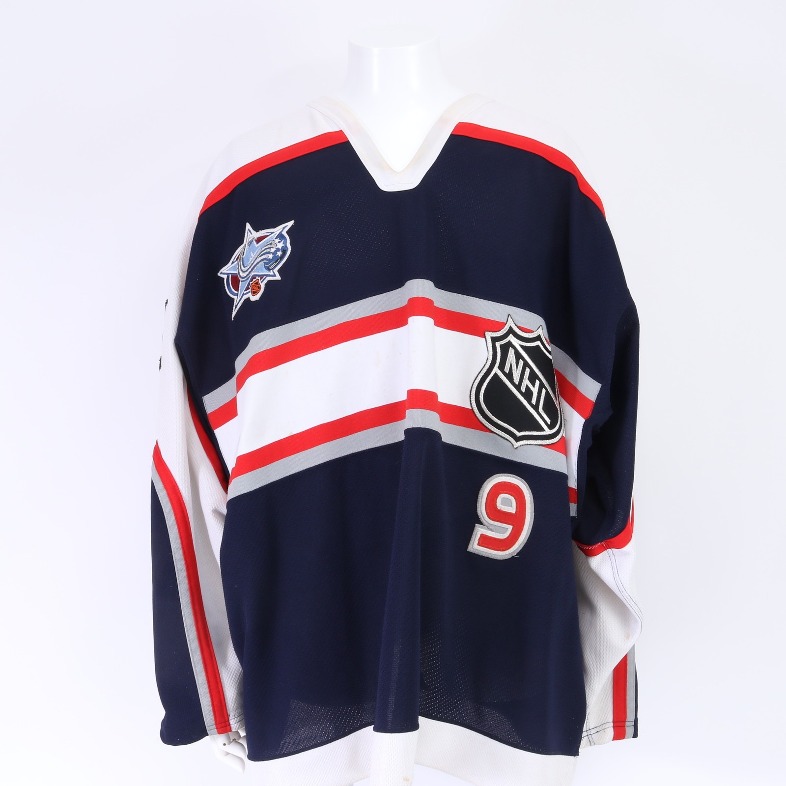 希少 レアNHL ポール カリヤ 選手 直筆 サイン入り ホッケー ユニフォーム 9番 CCM製 56 長袖Ｔシャツ ネイビー 紺 メンズ EHM 1205-H100 中古