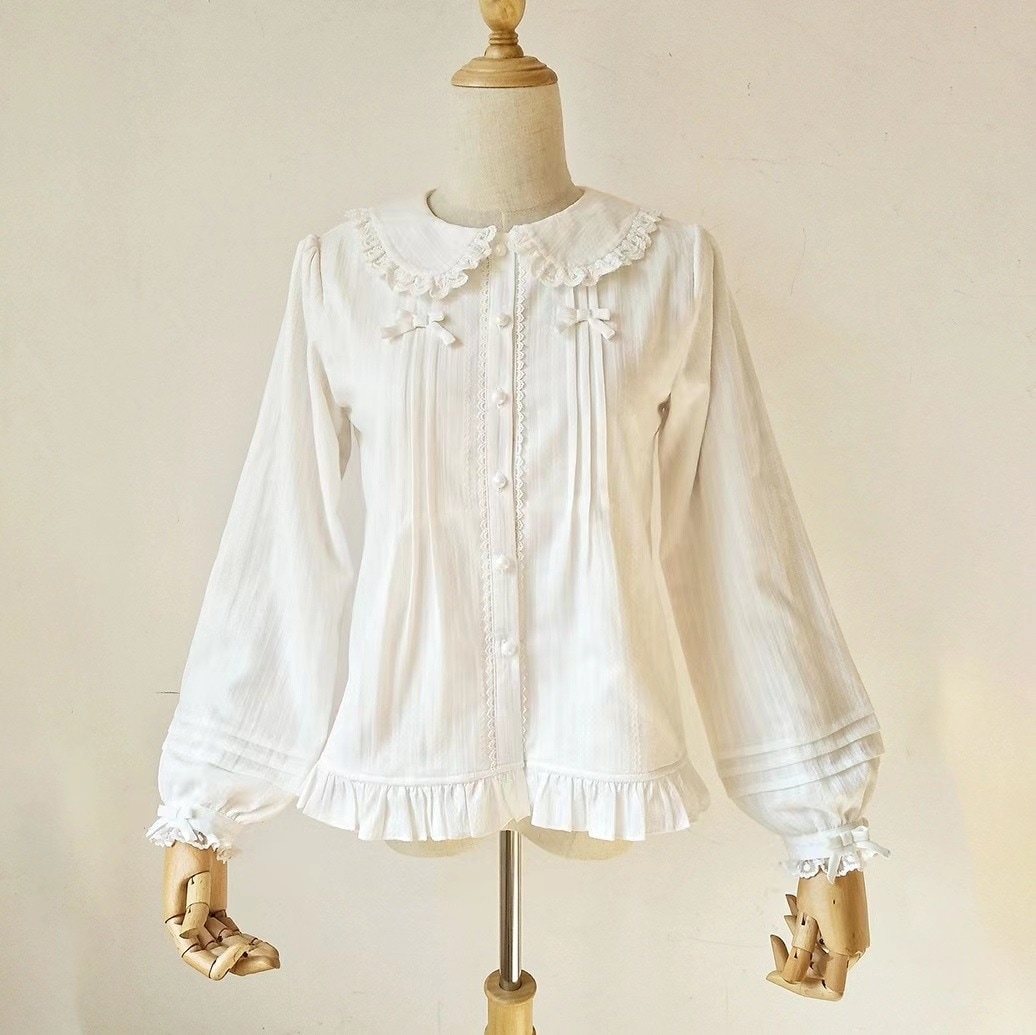 ロリータ秋冬長袖中にlolitaとベルベット保温シャツ純綿を着て純色簡単な上着を着ます