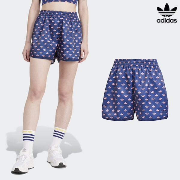 [ADIDAS] レディース ショートパンツ 3S モノグラム ブルー adidas パンツ 「ZOZO限定」モノグラム スリーストライプス