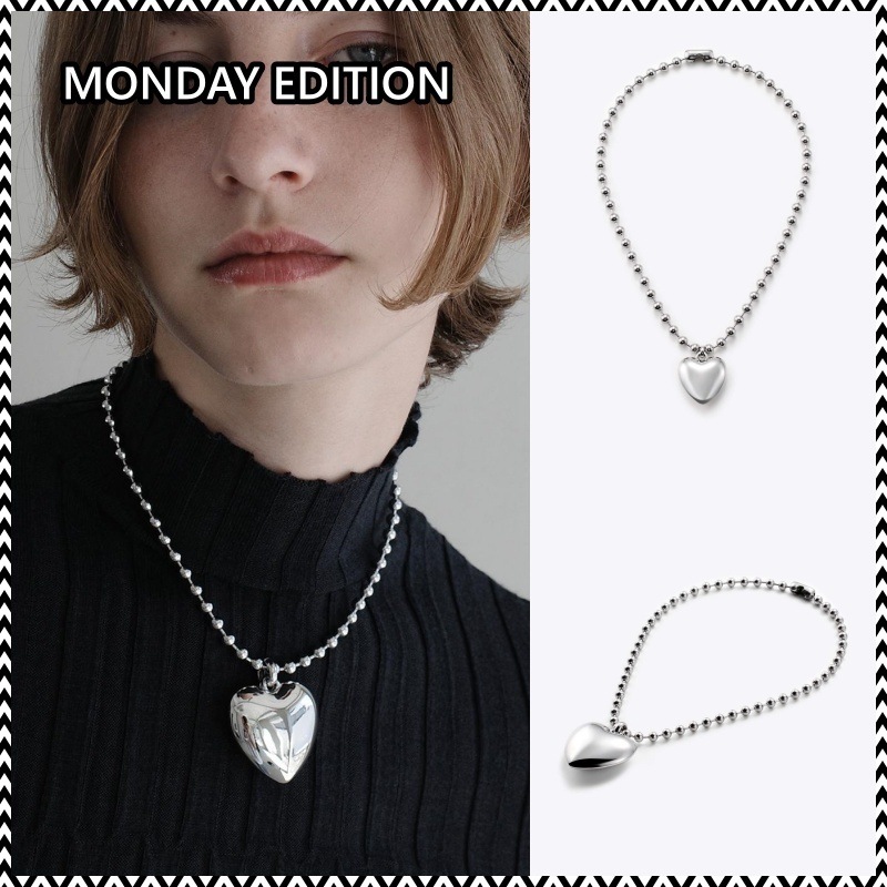 MONDAY EDITION HEART BALL CHAIN NECKLACE