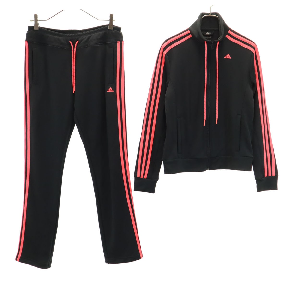 長袖 ジャージジャケット 上下セットアップ L ブラック レディース 古着 4,750円