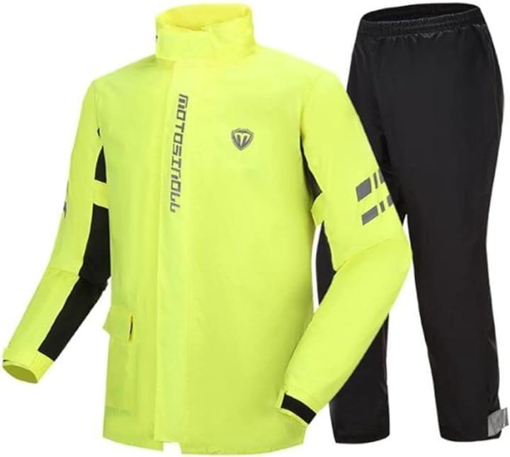 軽くて動きやすい レインスーツ 上下セット バイク ウェア レインウェア カッパ 合羽 防水 防風 レインコート 通勤 通学 通園 雨合羽 ゴルフウェア(イエロー, 3XL)