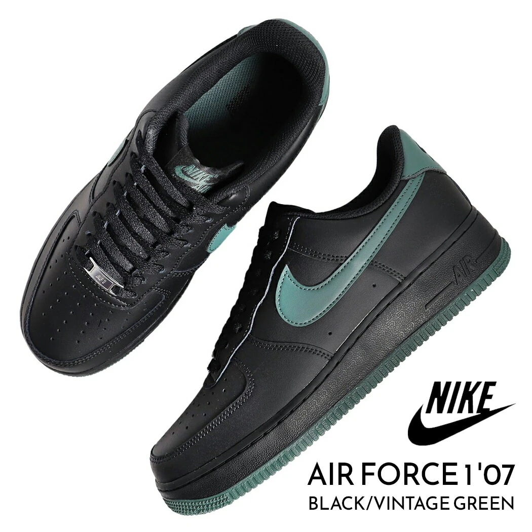 NIKE ナイキ エアフォース ロー スニーカー AIR FORCE 1 07 BLACK/VINTAGE GREEN ( 黒 ブラック グリーン メンズ FJ4146-001 )