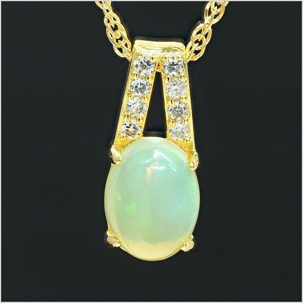 品質保証ゴージャス 高純度 天然 オパール ダイヤモンド ネックレス2.0ct(刻印有 数量限定販売