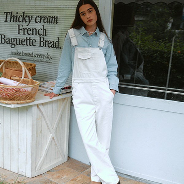 POCKET DETAILED OVERALL PANTS WHITE