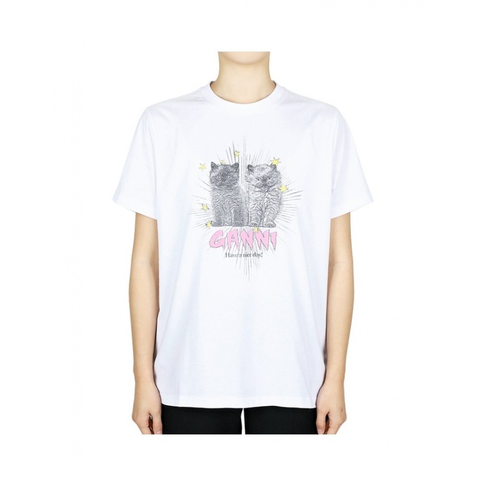 GANI 女性用ベーシックキトングラフィックショートスリーブ (ホワイト) T4060 151