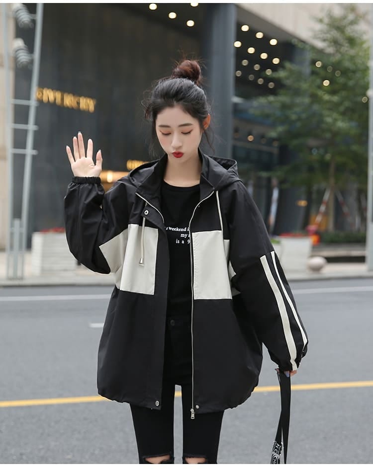 マウンテンパーカー ウィンドブレーカー ブルゾン オーバーサイズ 大きめ かわいい おしゃれ ミドル丈 中学生 高校生 長袖 アウター 春 秋 韓国 ブラック グリーン 原宿系 ファッシ 5,766円