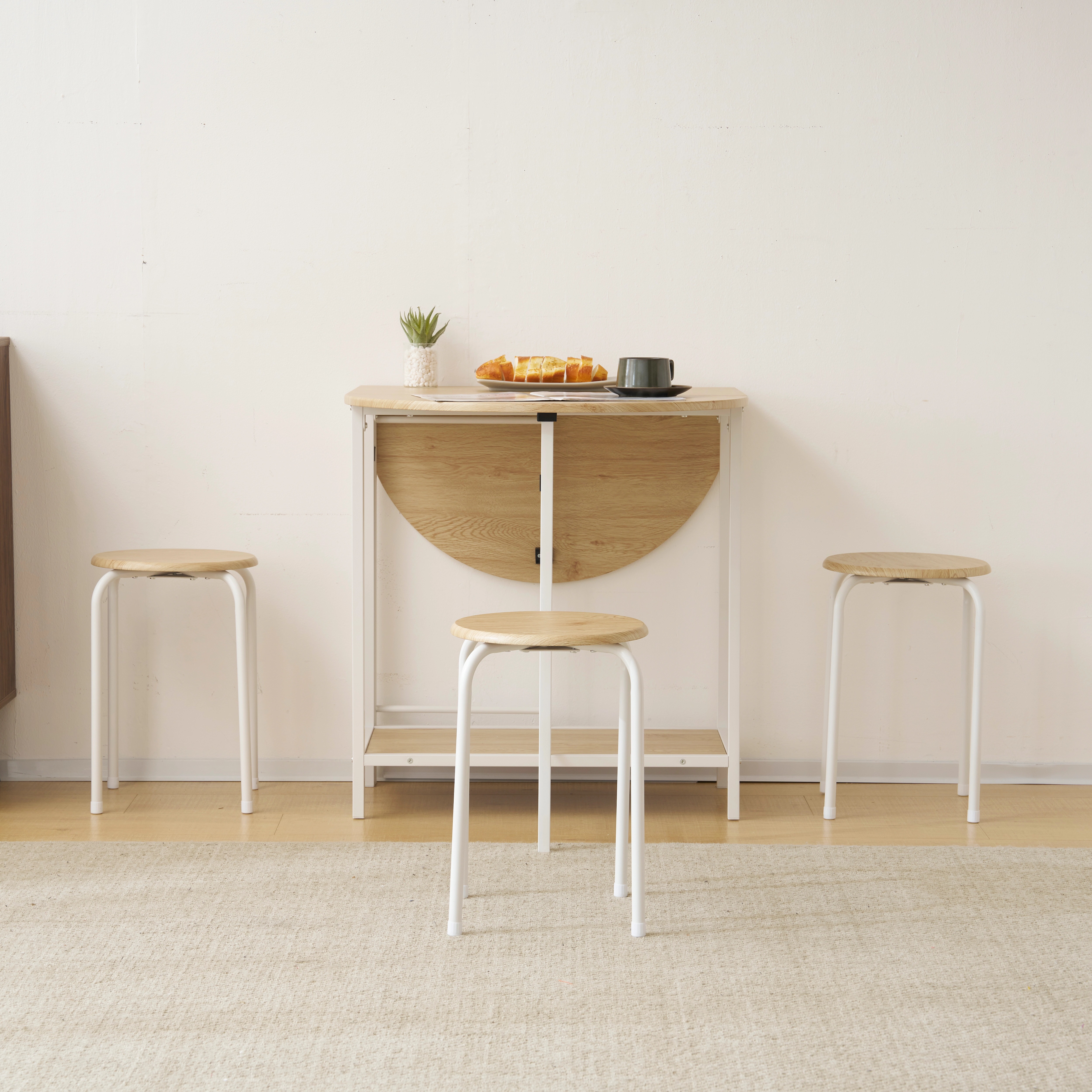 【国内発送】35ダイニング 5点セット ダイニングテーブルNatural + MDF+Steel ダイニングセット 食卓 チェア4脚 コンパクトサイズ 4人掛け おしゃれ 13,716円