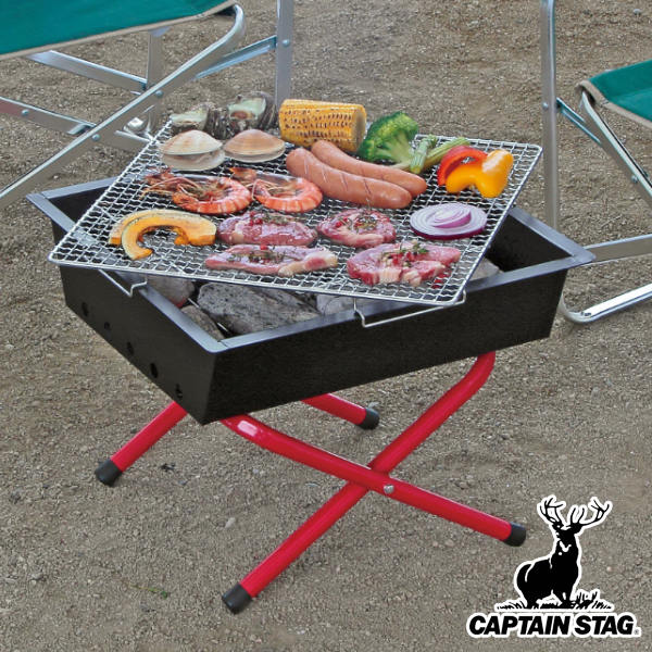 バーベキュー コンロ 小型 BBQコンロ イージーファイアグリル キャプテンスタッグ