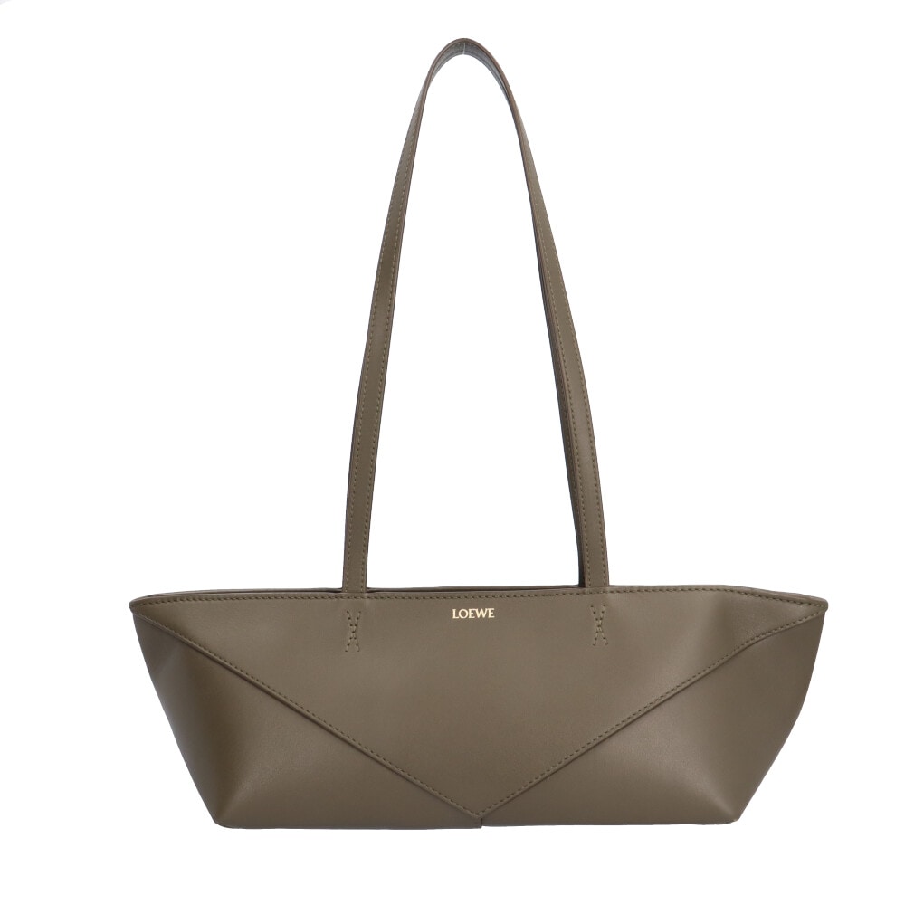 ロエベ パズルフォールドクロップド トートバッグ レザー A779PTEX01 0088 グリーン LOEWE 中古